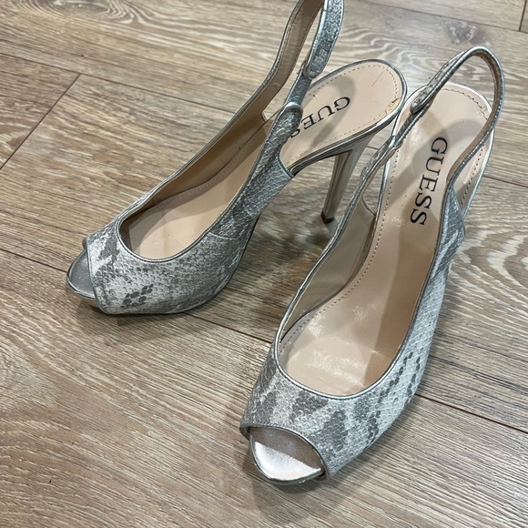 GUESS Gwaerra snake skin slingback high heel peep toe shoes - Picture 15 of 15